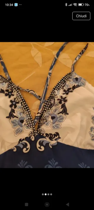 Abito corto donna fantasia floreale blu/bianco