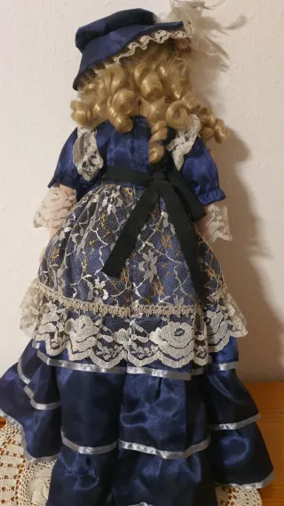Muñeca de Porcelana,estilo Victoriana,Vestido Azul