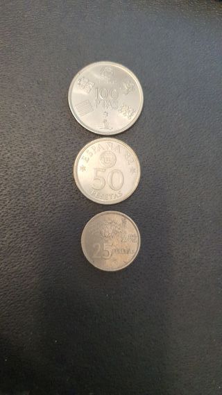 Lote 3 Monedas 100, 50 y 25 Pesetas 1980
