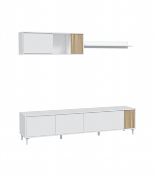 Mueble de Salón 200 cm. Blanco Artik/Natur