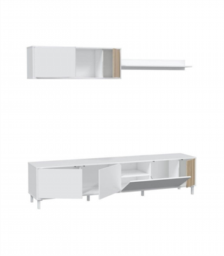 Mueble de Salón 200 cm. Blanco Artik/Natur