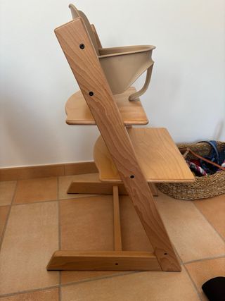 Silla Stokke Trona Madera y Sillin Beige