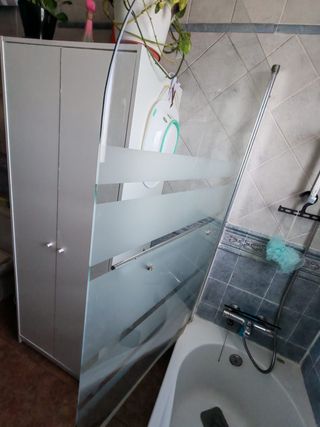Mampara Ducha Bañera Cristal y Metal