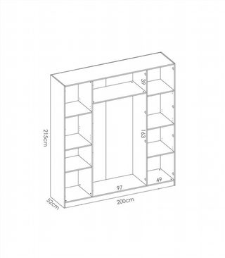 Armario 200x215x52 Cm 4 Puertas Maxi. Blanco