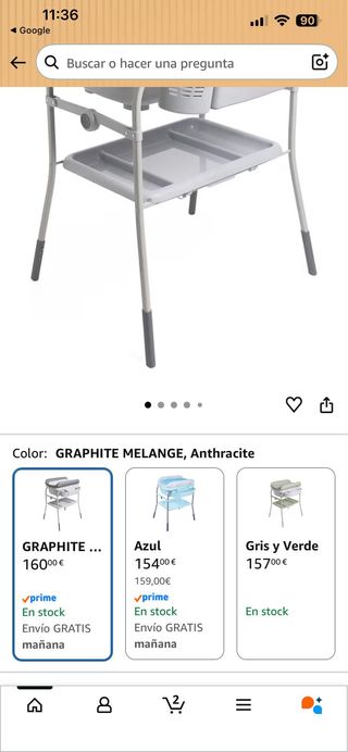 Bañera y cambiador Chicco para bebé