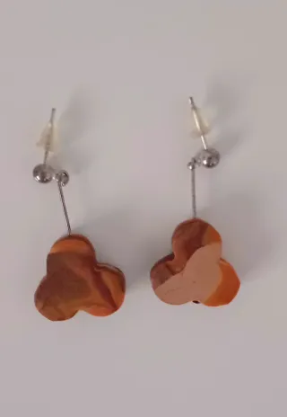 Pendientes Trébol Marrón y Naranja