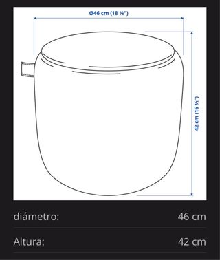 Puf redondo tela beige/gris