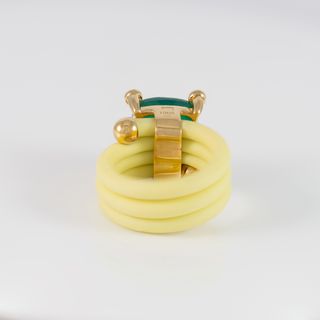 Anillo Tous de caucho amarillo con gemas Beach