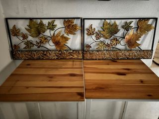 Decoración de Pared Hojas Metal y Madera