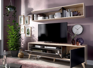 Mueble de Salón Tv Bonn 180cm. Natural y Grafito