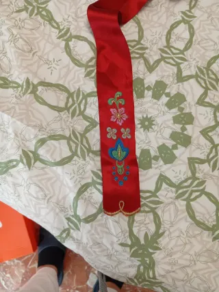 Traje de Fallera fuego y Dorado con dos corpiños