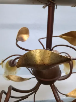 Lampada a sospensione dorata con cristallo stile veneziano