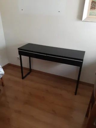 Mesa consola negra 2 cajones 119x74x41 cm