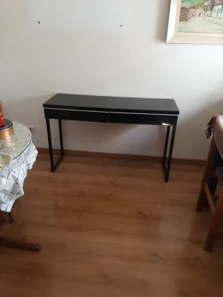 Mesa consola negra 2 cajones 119x74x41 cm