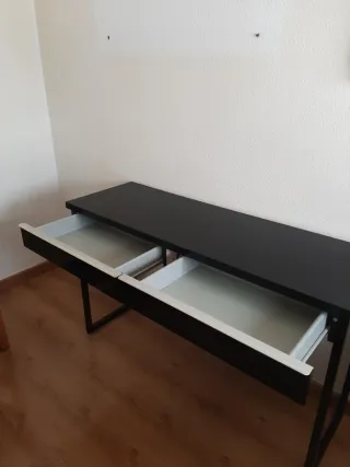 Mesa consola negra 2 cajones 119x74x41 cm