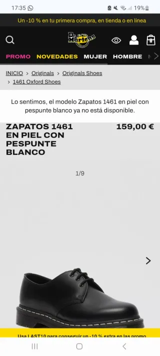 Dr. Martens 1461 Zapatos Negros Talla 42