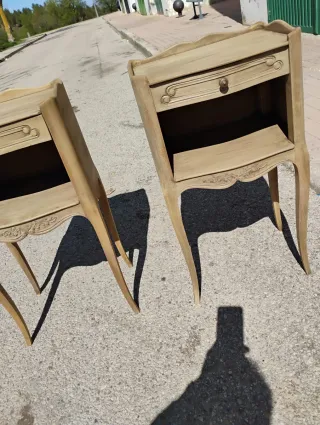 Pareja Mesitas Noche Antiguas Madera