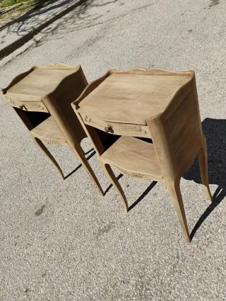 Pareja Mesitas Noche Antiguas Madera