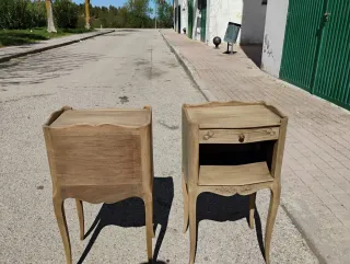 Pareja Mesitas Noche Antiguas Madera