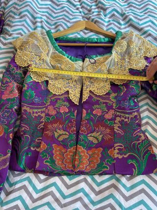 Traje de Fallera Morado y Dorado
