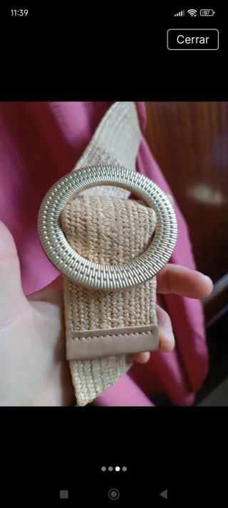 Vestido rosa con cinturón talla única