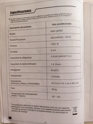 Aire Acondicionado Portátil Beige, EQUATION 267EF