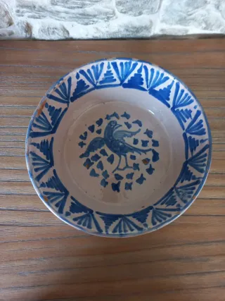 Plato Cerámica Rosa Granadina Azul