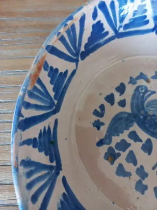 Plato Cerámica Rosa Granadina Azul