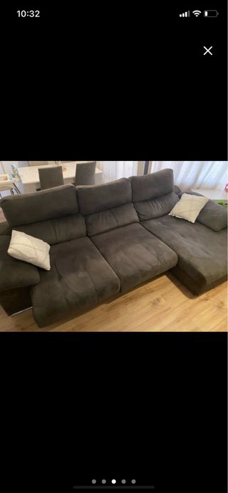 Sofá chaise longue gris 3m