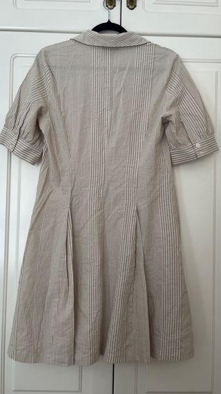 Vestido DKNY Rayas Beige y Blanco Talla L