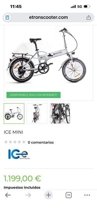 Bicicleta eléctrica plegable ICE Mini