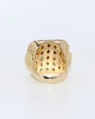 SELLO CUADRADO MEDUSA CALADO CIRCONITAS. Oro 18k.