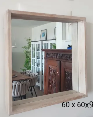 Espejo Cuadrado Madera y Cristal