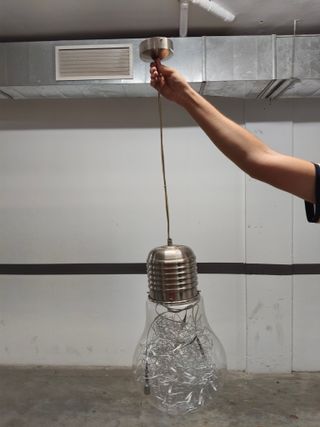 Lámpara Diseño Bombilla Cristal Metal