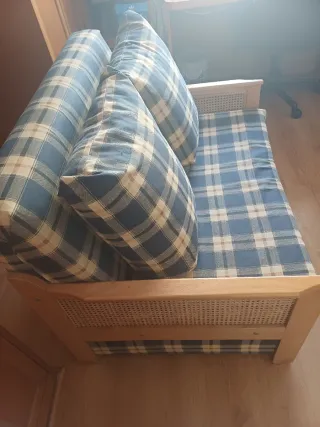 Sofá Cama Tela y Madera