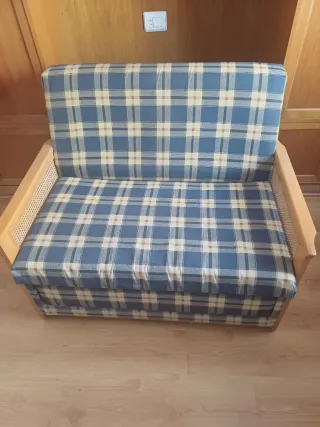 Sofá Cama Tela y Madera