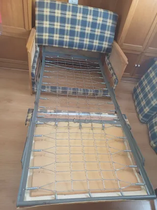 Sofá Cama Tela y Madera