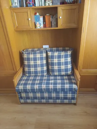 Sofá Cama Tela y Madera