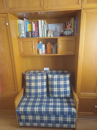 Sofá Cama Tela y Madera