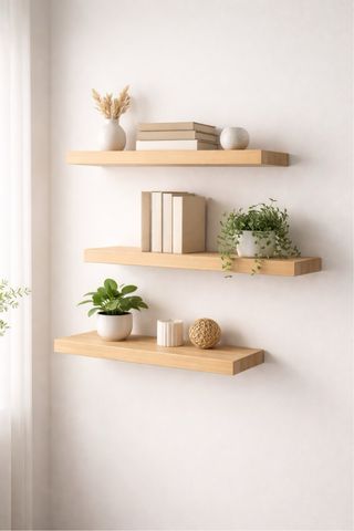 Estante madera maciza 60x20 | decoración pared