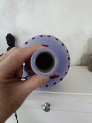 Vaso profumatore in vetro viola e bianco