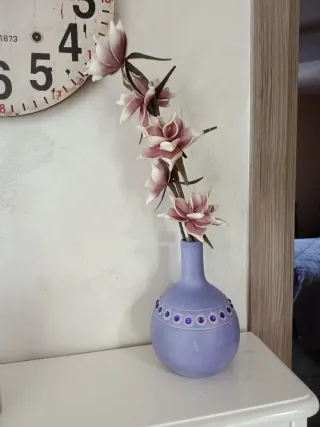 Vaso profumatore in vetro viola e bianco