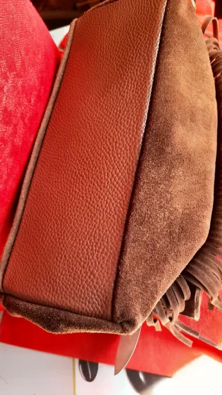 Borsa camoscio frange nuova