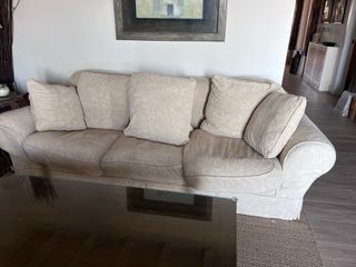 Conjunto 2 sofás tela beige