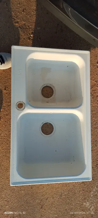 Fregadero doble blanco