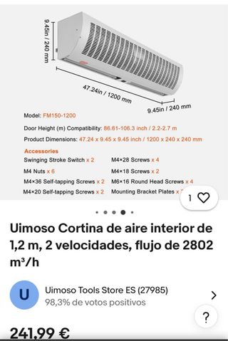 Cortina de Aire 1.20m Blanca