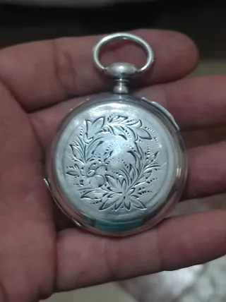 Reloj de bolsillo plata antiguo 46mm