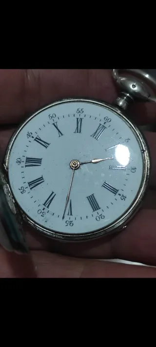 Reloj de bolsillo plata antiguo 46mm