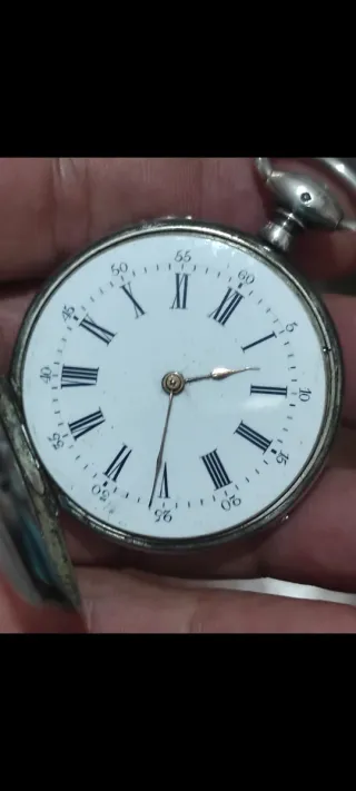 Reloj de bolsillo plata antiguo 46mm