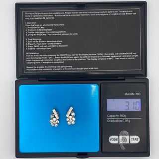Pendientes Oro 18K, Flor blanca y azul, 3.1gr